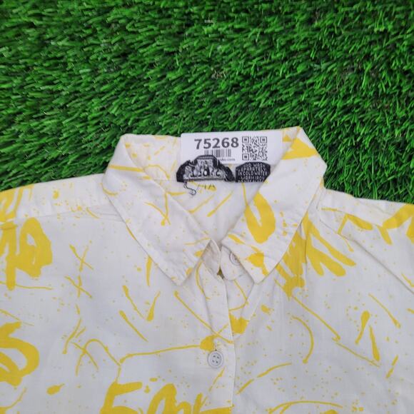 Vintage Abstract AOP Button Shirt Womens Medium 22x29 Y2K - Picture 8 of 11
